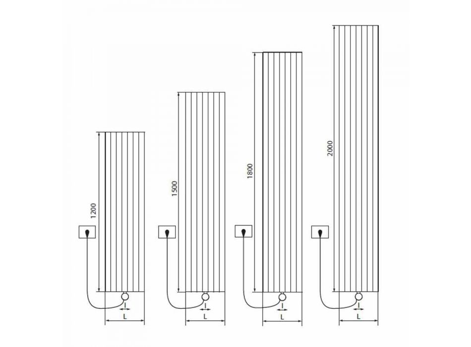 Design elektrického nástěnného radiátoru v moderním hliníkovém vedení 1000 W - 100 Viadurini