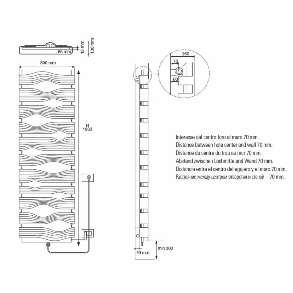 Designový elektrický radiátor do obývacího pokoje nebo koupelny s 1000 W Led - Shine Viadurini