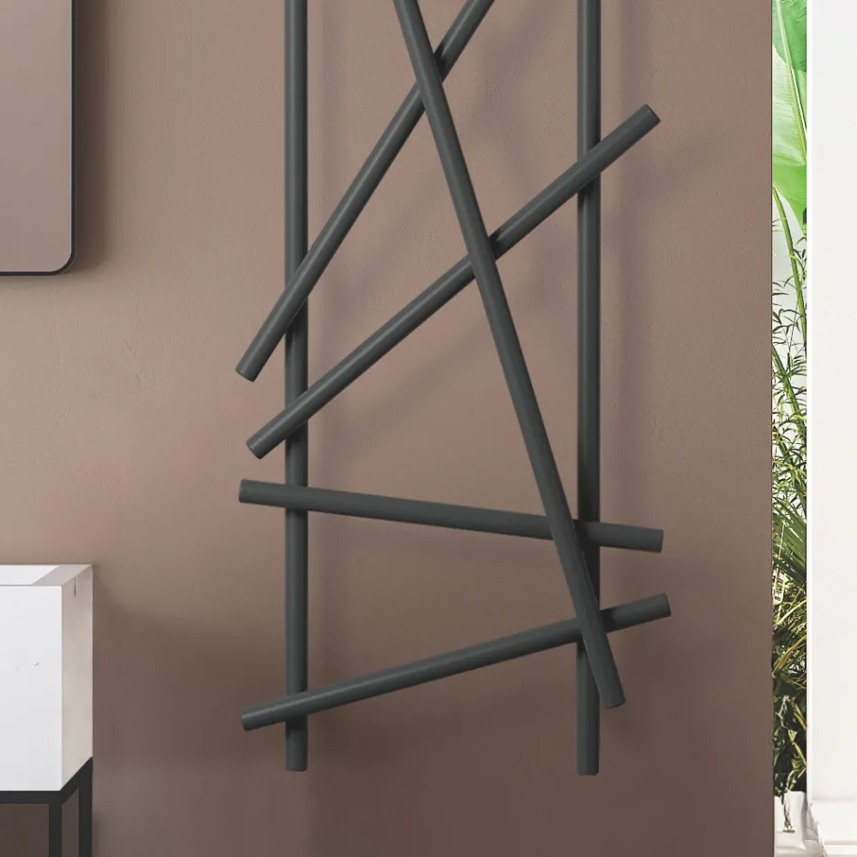 Elektrický ocelový radiátor s kulatými trubkami vyrobený v Itálii - náhodný Viadurini