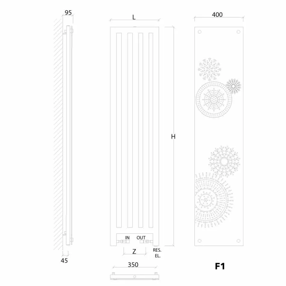 Vertikální elektrický radiátor Obálka nové šaty Scirocco H Viadurini