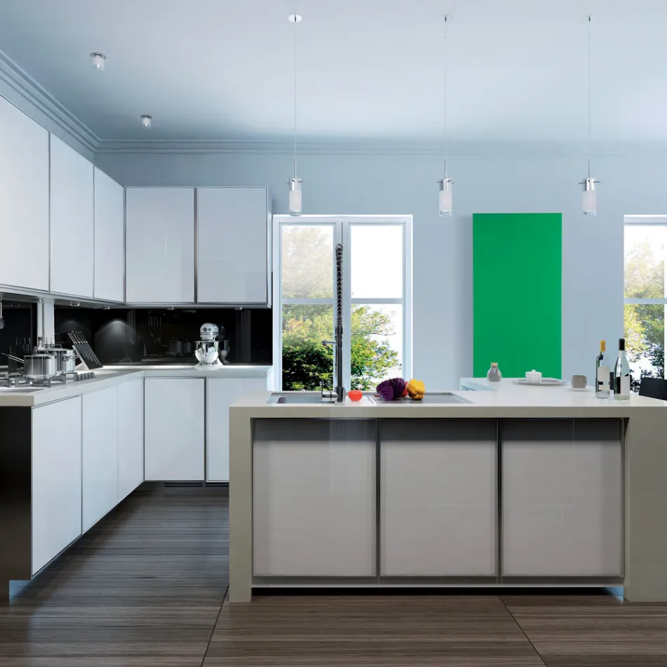 Hybridní designový radiátor z hladkého italského mramorového prášku - linie Viadurini