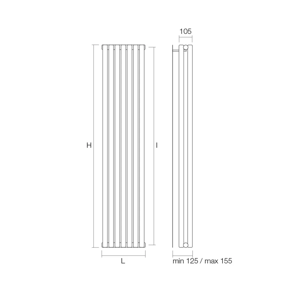 Hydraulický radiátor s horizontálními kolektory a vertikálním potrubím - Colomba Viadurini