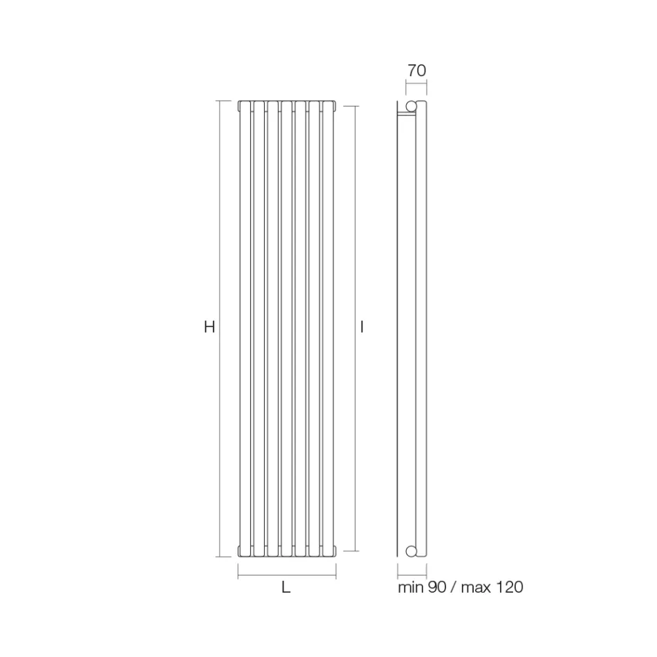 Hydraulický chladič s horizontálními kolektory z uhlíkové oceli - třešně Viadurini