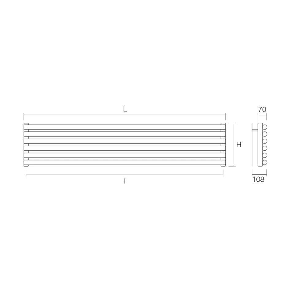 Hydraulický radiátor se svislými kolektory a vodorovným potrubím - Složený Viadurini