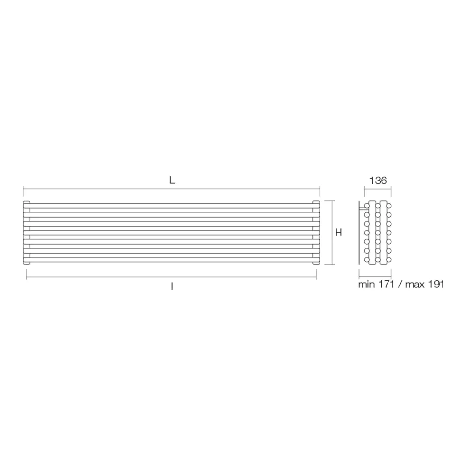 Hydraulický chladič s trojitou řadou horizontálních prvků Made in Italy - Caramella Viadurini