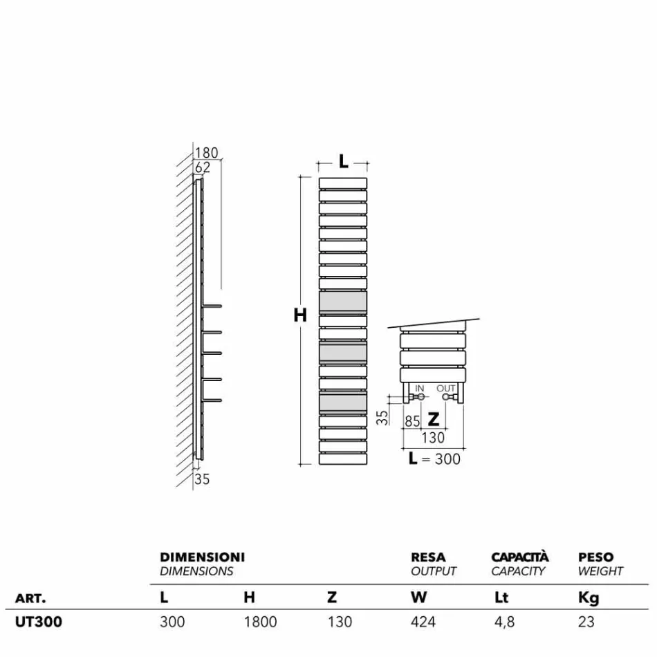 Hydraulické Termoarredo ocel, dub police, Utility Scirocco H Viadurini