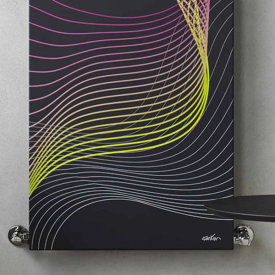 Moderní hydraulický nástěnný radiátor z oceli s dekorací 839 W - Kelvin Viadurini