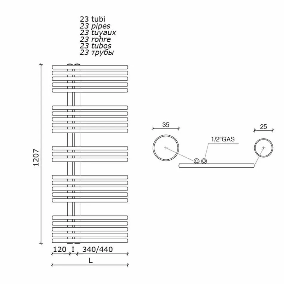 Nástěnný ohřívač ručníků s moderním designem do 690 W - páv Viadurini