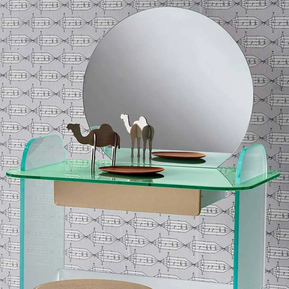 Kosmetický stolek se zrcadlem a skleněnou zásuvkou 3 povrchové úpravy - Salvie Viadurini