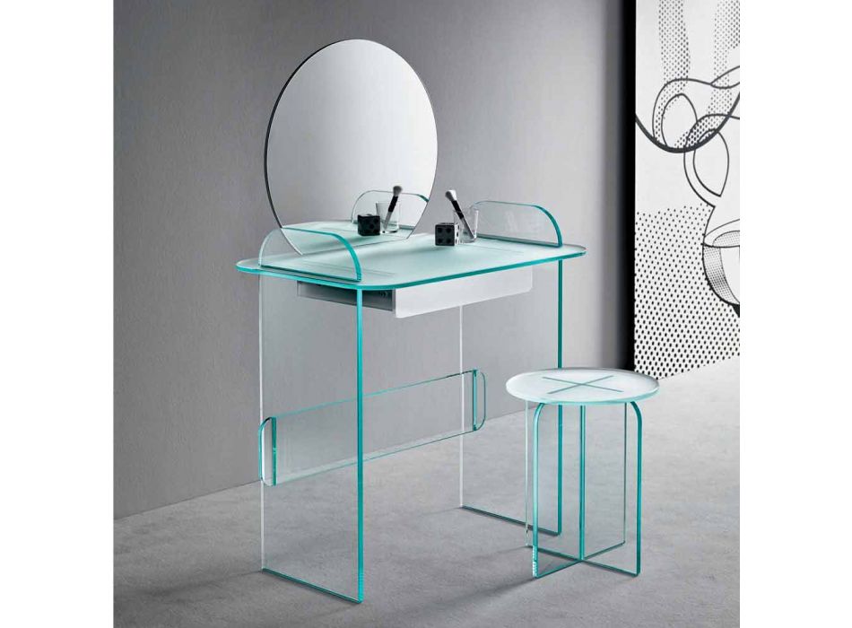 Kosmetický stolek se zrcadlem a skleněnou zásuvkou 3 povrchové úpravy - Salvie Viadurini