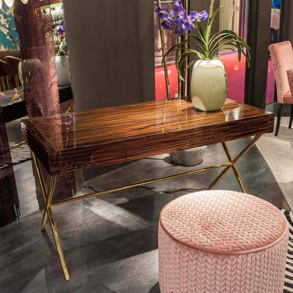 Moderní toaletní stolek se skládací vrchol v lesklé eben Ada 3 Viadurini