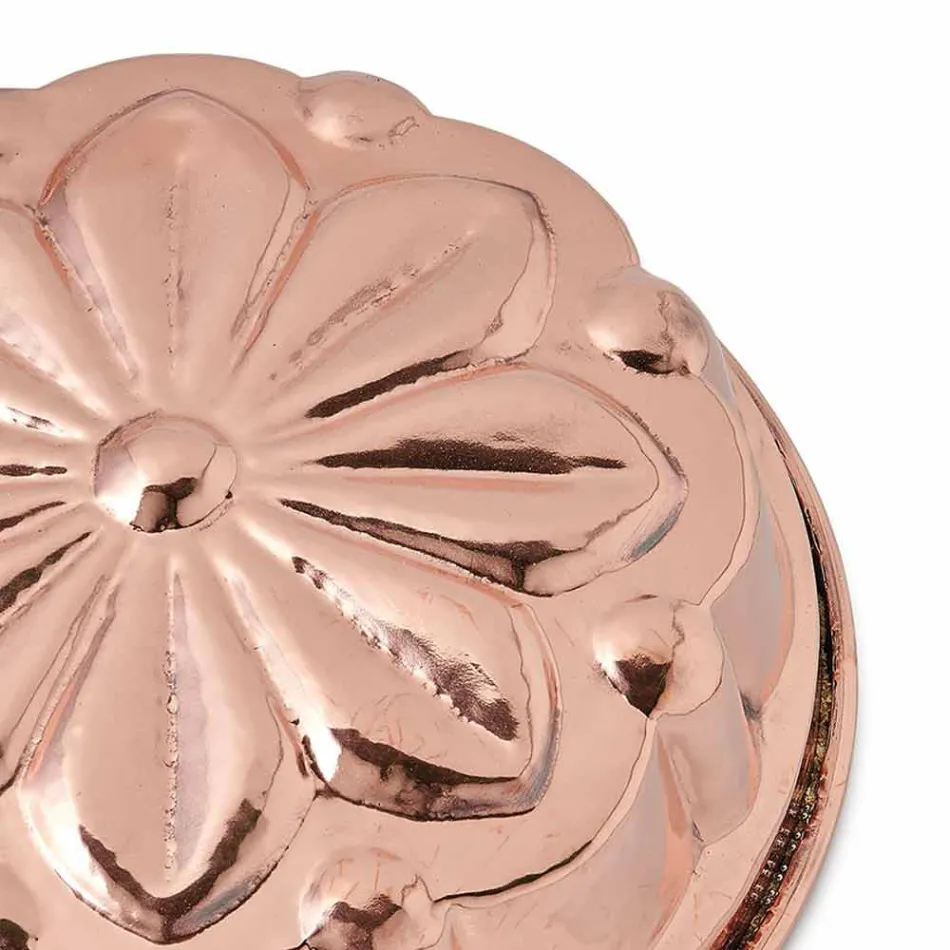 Kulatá ručně pocínovaná měděná dortová forma s květinovou výzdobou 28 cm - Gianmattia Viadurini