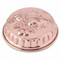 Kulatá ručně pocínovaná měděná dortová forma s ovocným zdobením 28 cm - Gianmattia