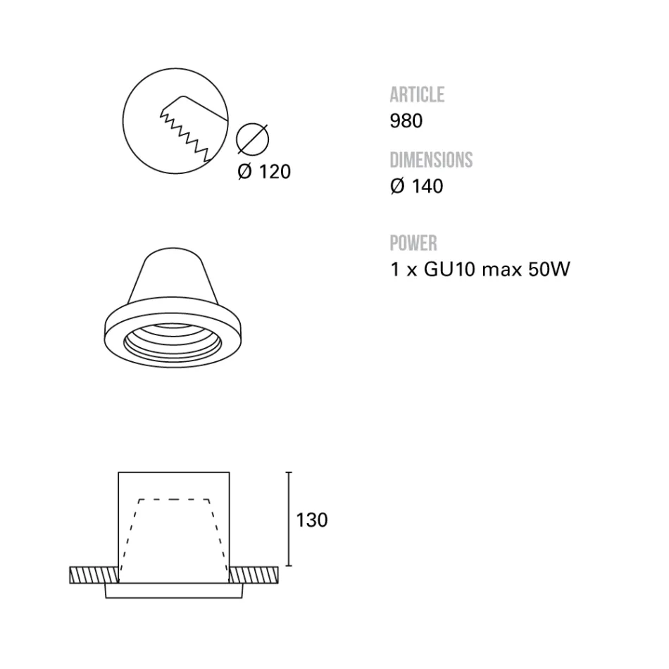 Vestavné bodové svítidlo Toscot Carso Ø14 cm z terakoty vyrobené v Toskánsku Viadurini