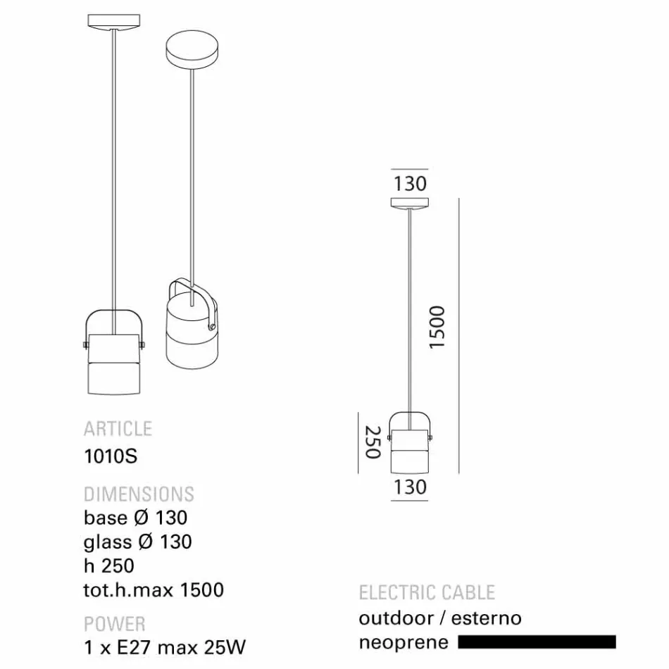 TOSCOT Swing závěsná lampa v foukaného skla vyrobené v Toskánsku Viadurini