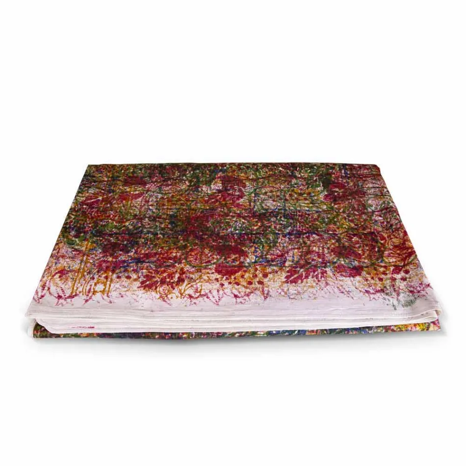 Ručně vyráběný bavlněný ubrus Ruční tisk z jednoho kusu - značky Viadurini