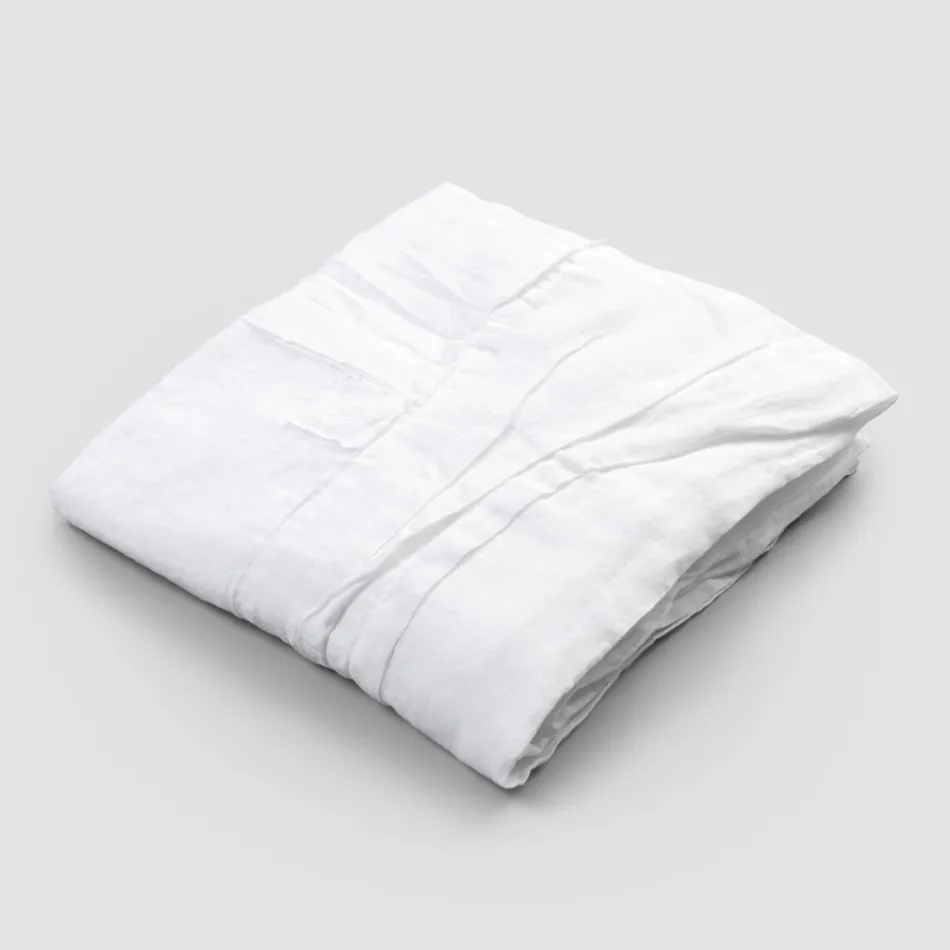 Bílý lněný ubrus s italským luxusním skládaným okrajem - Tippel Viadurini