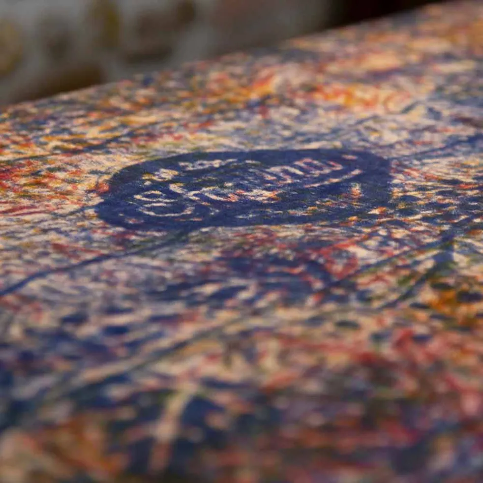 Ubrus italského umění s ručně tištěnou bavlnou z jednoho kusu - značky Viadurini