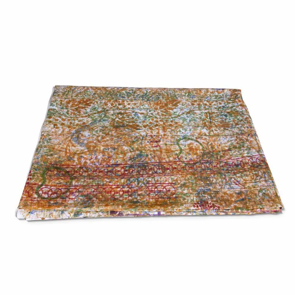 Ubrus italského umění s ručně tištěnou bavlnou z jednoho kusu - značky Viadurini