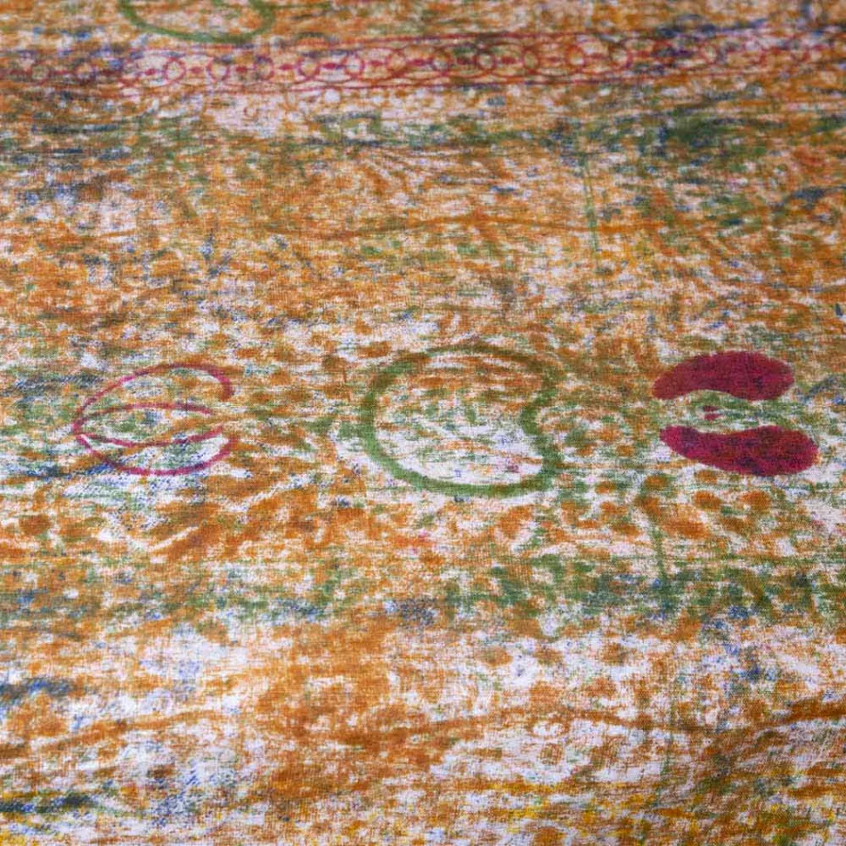 Ubrus italského umění s ručně tištěnou bavlnou z jednoho kusu - značky Viadurini