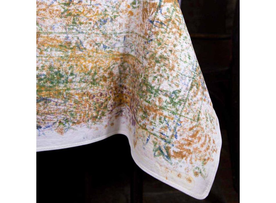 Ubrus italského umění s ručně tištěnou bavlnou z jednoho kusu - značky Viadurini