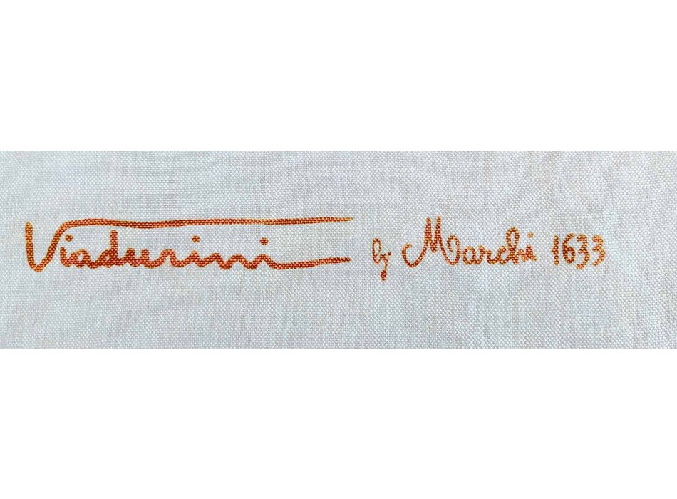 Ubrus italského řemesla 100% povlečení s ručním tiskem jedinečný kus umění Viadurini