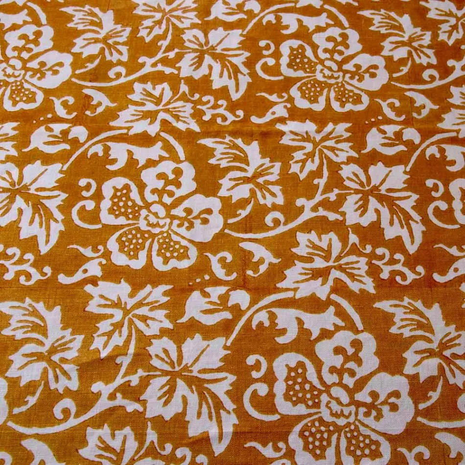 100% italský ruční lněný ubrus s jednodílným potiskem - značky Viadurini