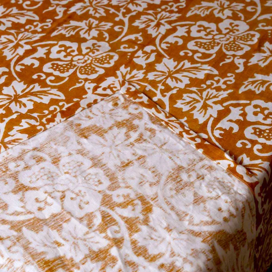 100% italský ruční lněný ubrus s jednodílným potiskem - značky Viadurini