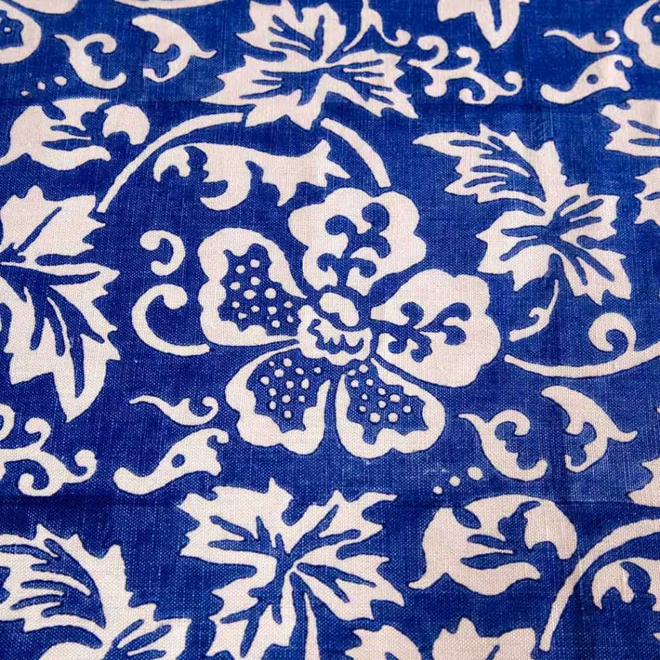 100% italský ruční lněný ubrus s jednodílným potiskem - značky Viadurini