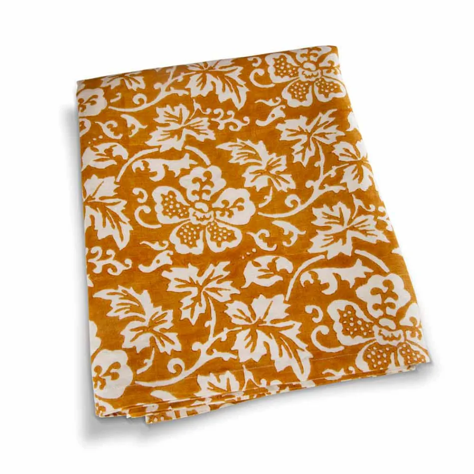 100% italský ruční lněný ubrus s jednodílným potiskem - značky Viadurini