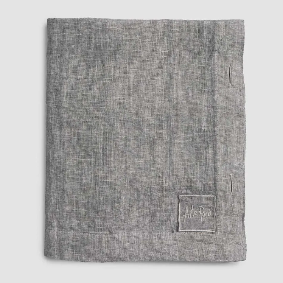 Obdélníkový lněný ubrus s knoflíkovými dírkami a 10 knoflíky, luxusní - středomořská Viadurini