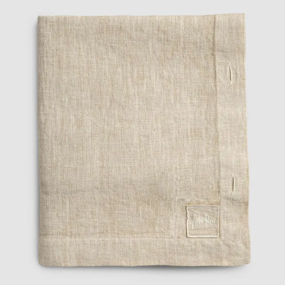 Obdélníkový lněný ubrus s knoflíkovými dírkami a 10 knoflíky, luxusní - středomořská Viadurini