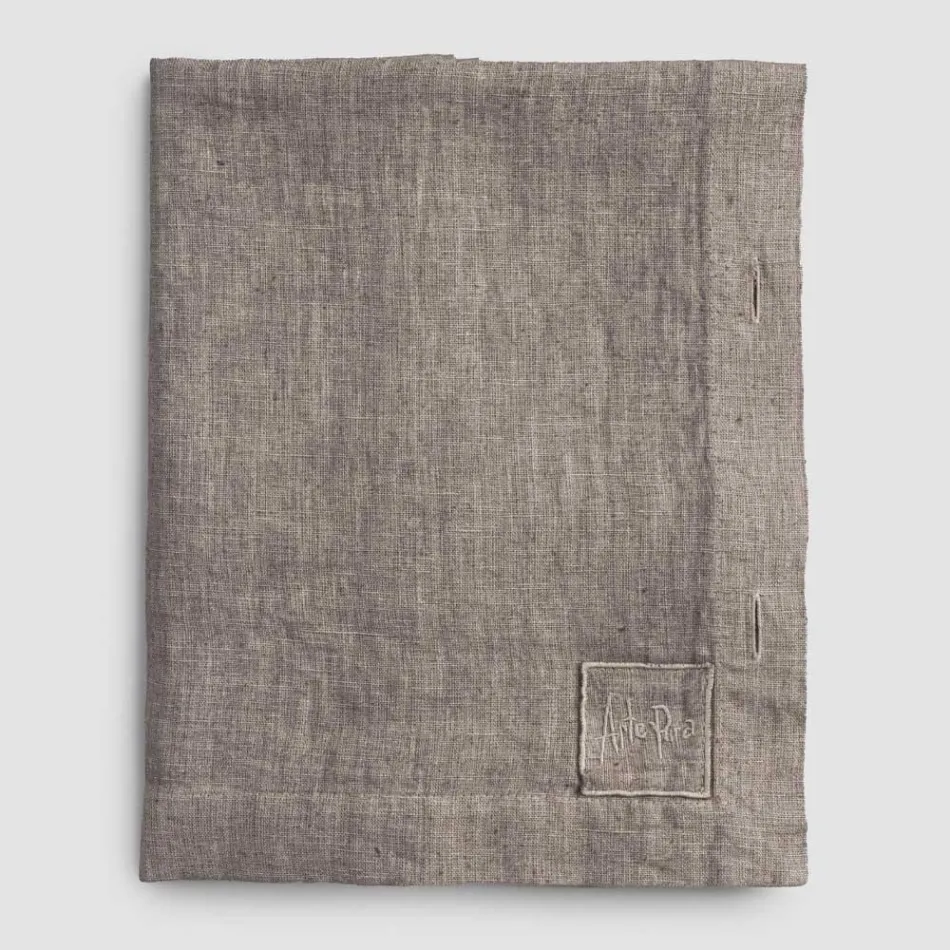 Obdélníkový lněný ubrus s knoflíkovými dírkami a 10 knoflíky, luxusní - středomořská Viadurini