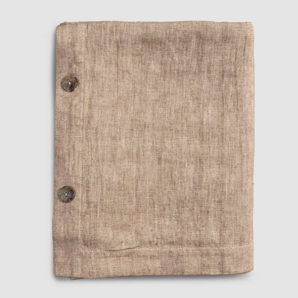 Obdélníkový lněný ubrus s knoflíkovými dírkami a 10 knoflíky, luxusní - středomořská Viadurini