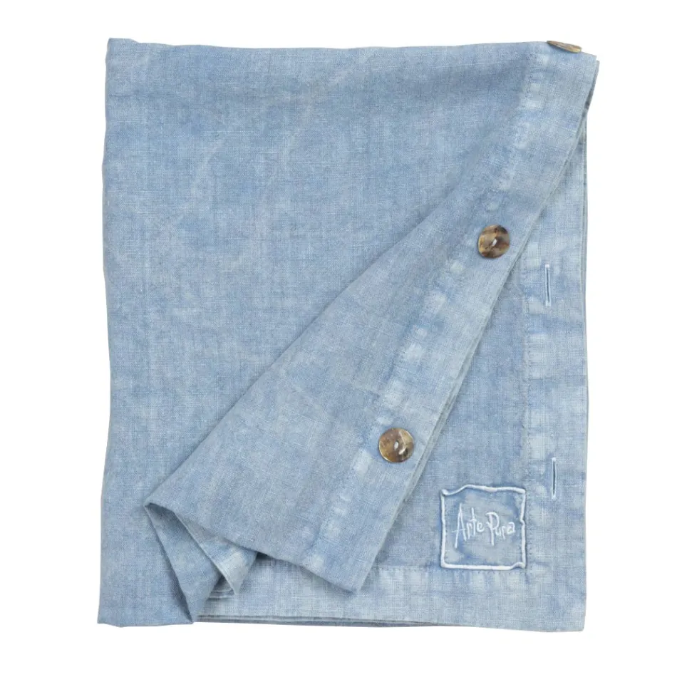 Obdélníkový lněný ubrus s knoflíkovými dírkami a 10 knoflíky, luxusní - středomořská Viadurini