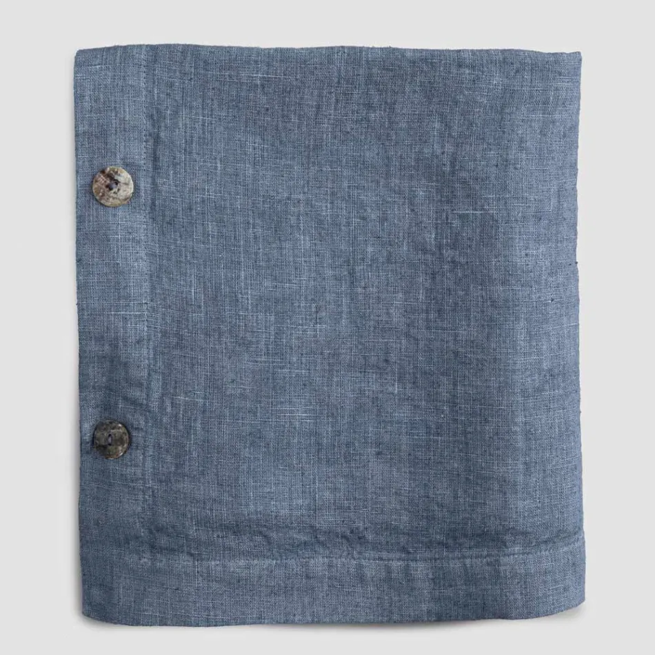 Obdélníkový lněný ubrus s knoflíkovými dírkami a 12 luxusními knoflíky - Středomoří Viadurini