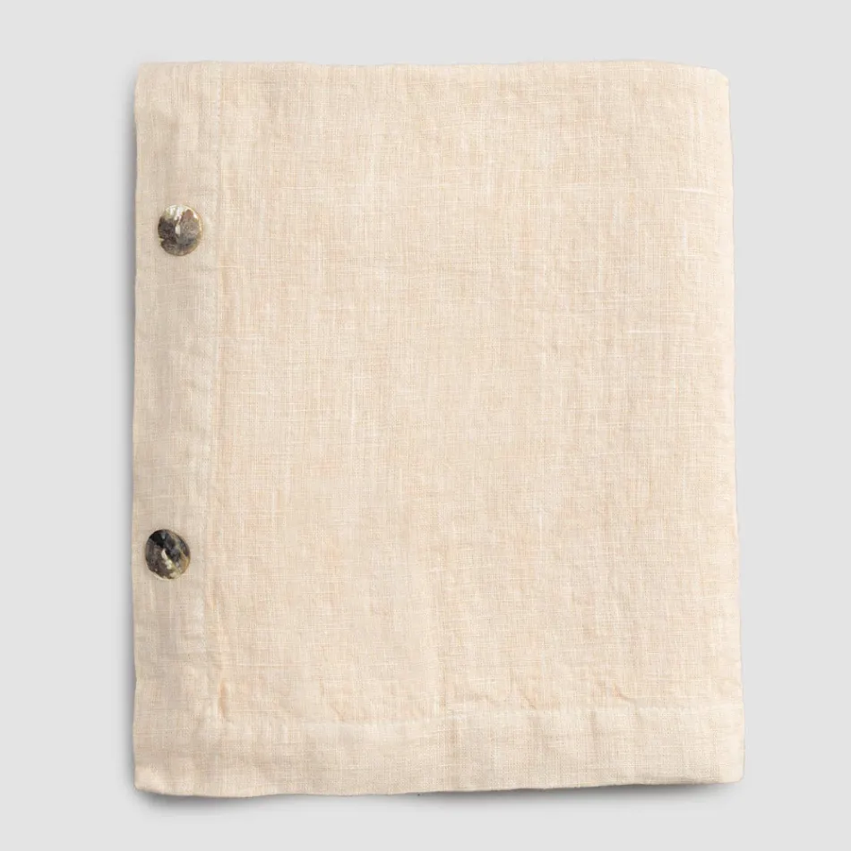 Obdélníkový lněný ubrus s knoflíkovými dírkami a 12 luxusními knoflíky - Středomoří Viadurini