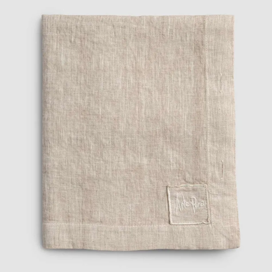 Obdélníkový lněný ubrus s knoflíkovými dírkami a 12 luxusními knoflíky - Středomoří Viadurini