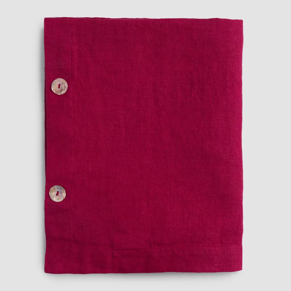 Obdélníkový lněný ubrus s knoflíkovými dírkami a 12 luxusními knoflíky - Středomoří Viadurini