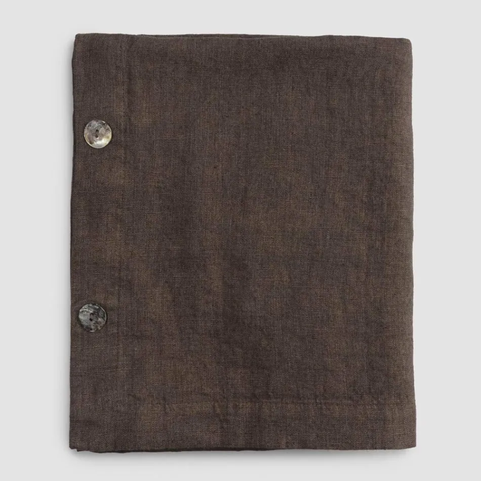 Obdélníkový lněný ubrus s knoflíkovými dírkami a 12 luxusními knoflíky - Středomoří Viadurini