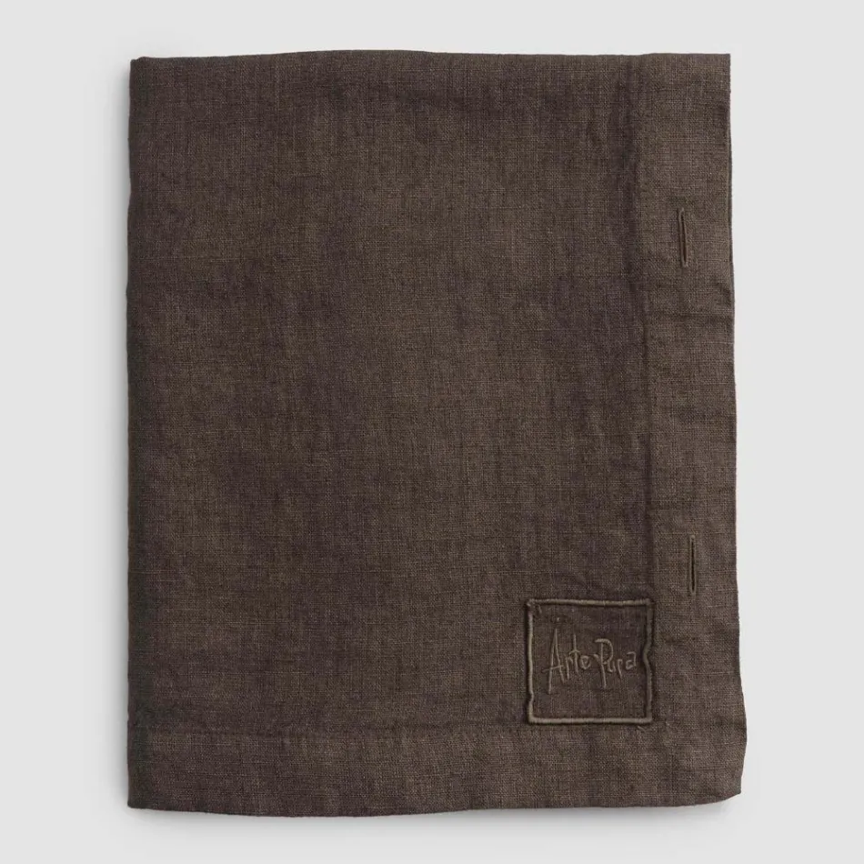 Obdélníkový lněný ubrus s knoflíkovými dírkami a 12 luxusními knoflíky - Středomoří Viadurini