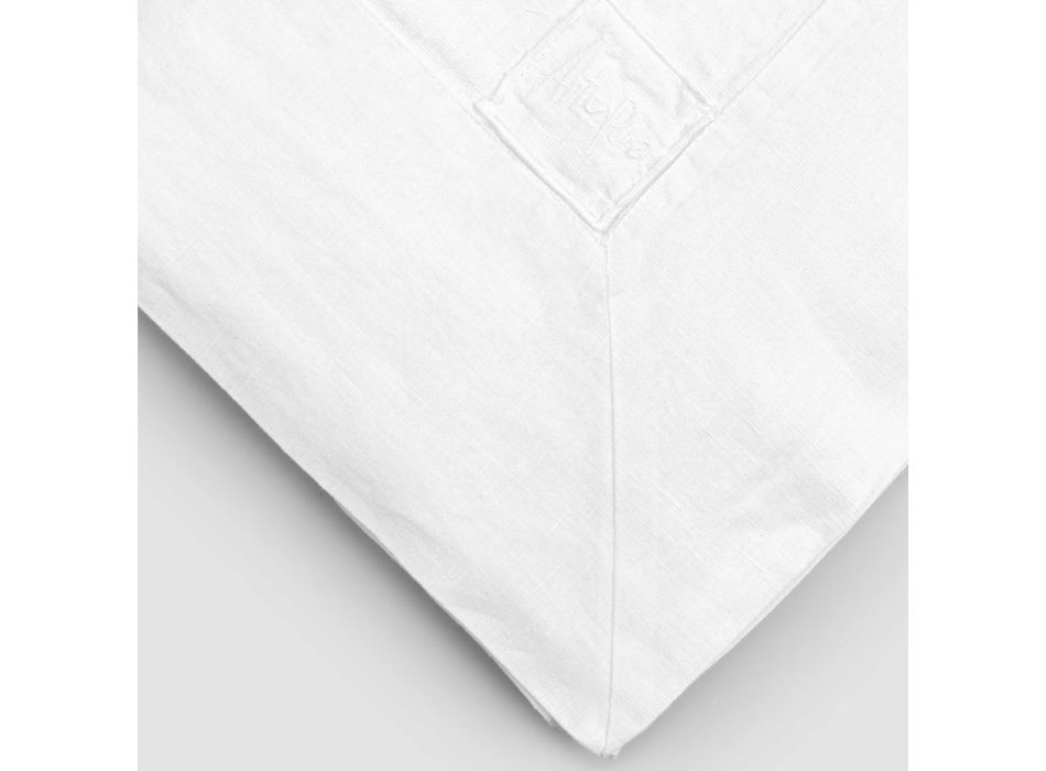 Luxusní bílý lněný obdélníkový ubrus s rámem nebo krajkou - Davinci Viadurini