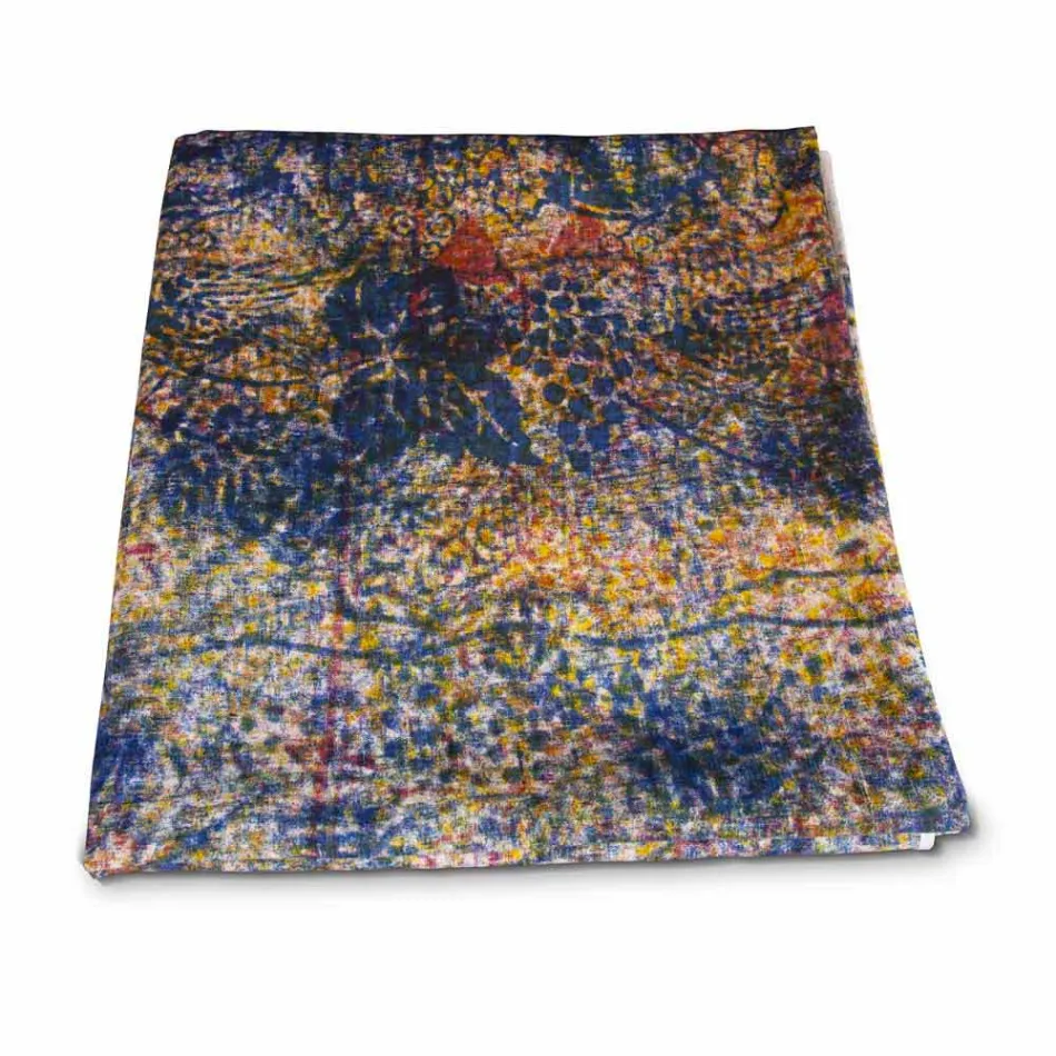 Vysoce kvalitní italský řemeslný ubrus v ručně tištěné bavlně - ochranné známky Viadurini