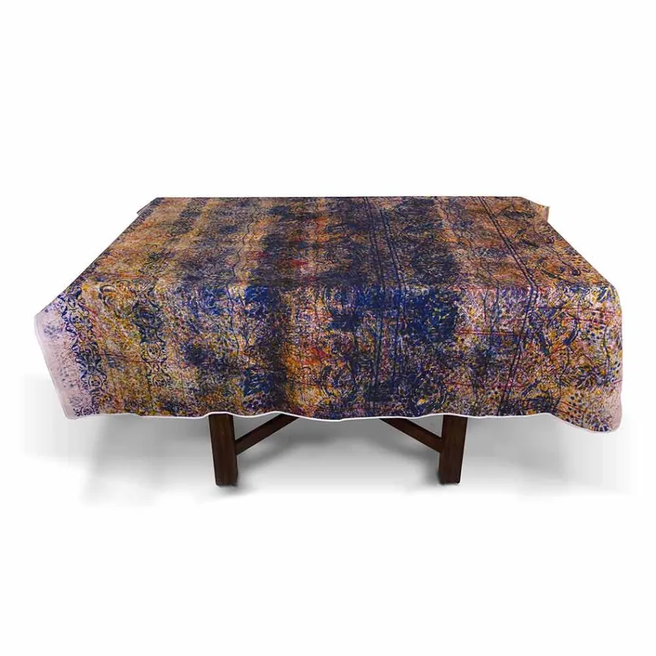 Vysoce kvalitní italský řemeslný ubrus v ručně tištěné bavlně - ochranné známky Viadurini