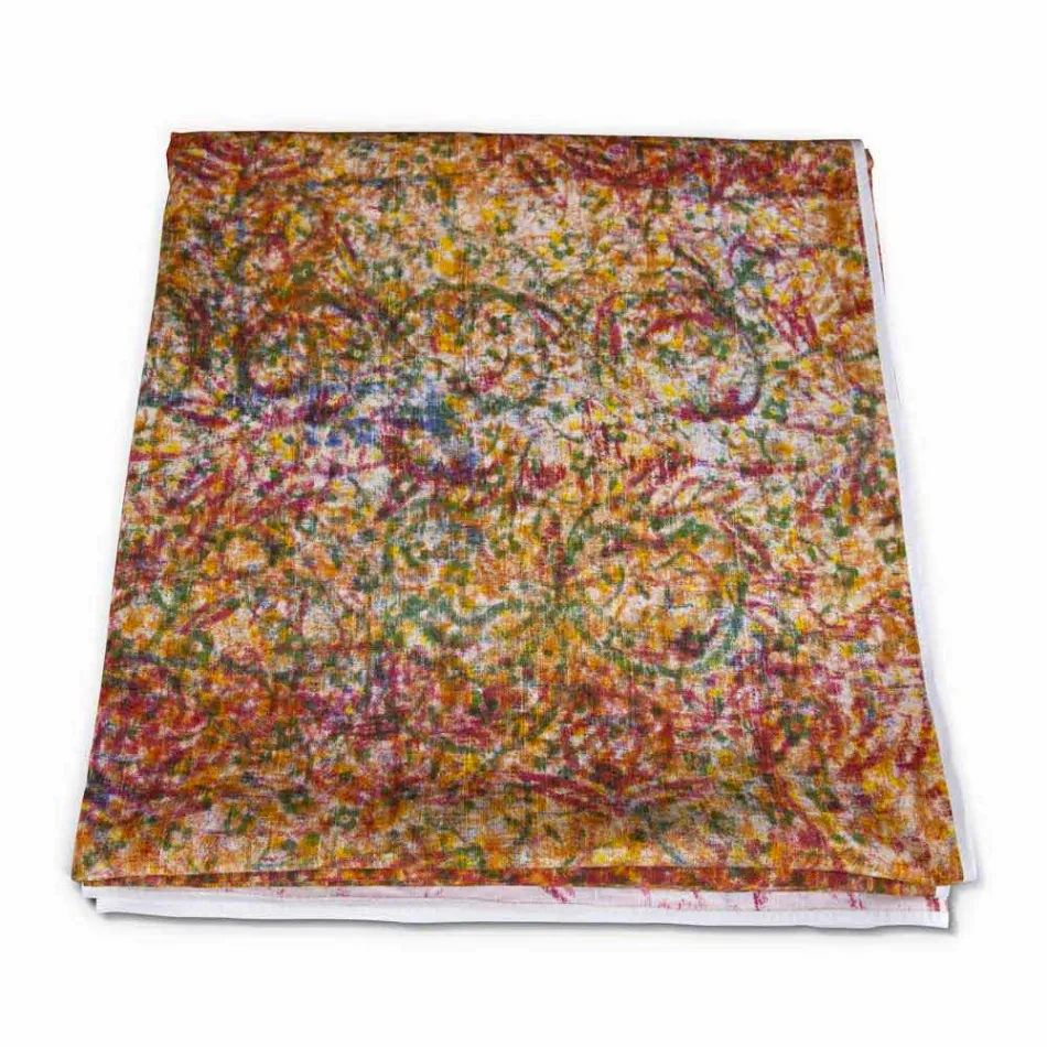 Vysoce kvalitní italský řemeslný ubrus v ručně tištěné bavlně - ochranné známky Viadurini