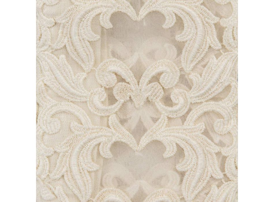Béžový plátěný čtvercový ubrus s ručně vyrobenou luxusní krajkou Farnese - Kippel Viadurini