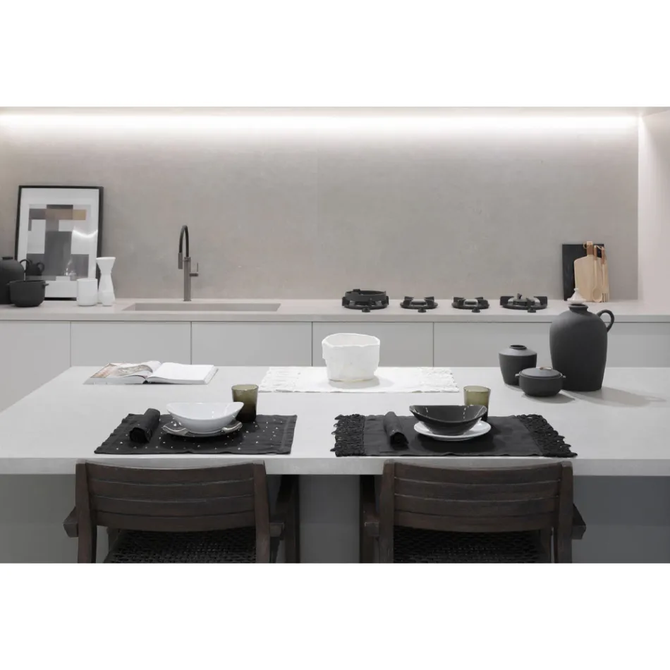 Lněné ubrousky s černými nebo máslovými krystaly, 6 kusů italský luxus - Prezio Viadurini