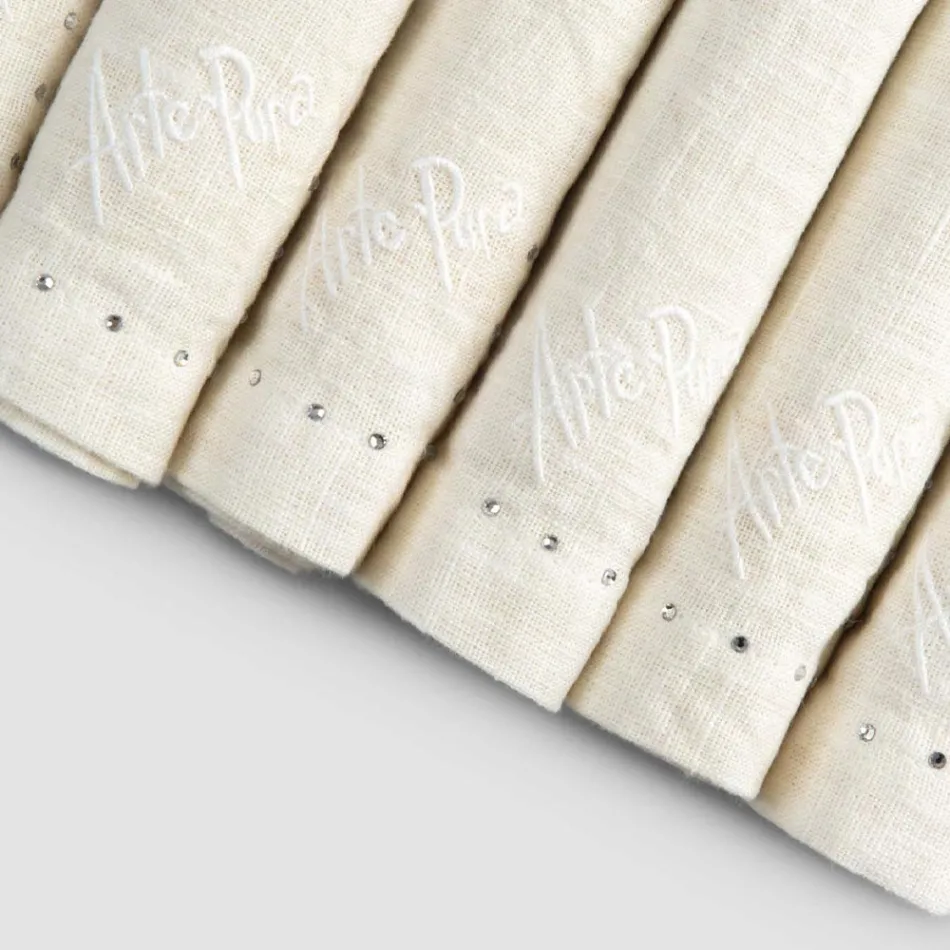 Lněné ubrousky s černými nebo máslovými krystaly, 6 kusů italský luxus - Prezio Viadurini