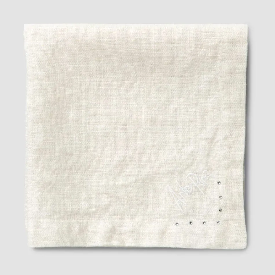 Lněné ubrousky s černými nebo máslovými krystaly, 6 kusů italský luxus - Prezio Viadurini