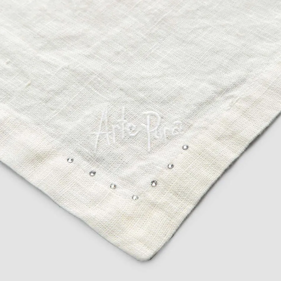 Lněné ubrousky s černými nebo máslovými krystaly, 6 kusů italský luxus - Prezio Viadurini